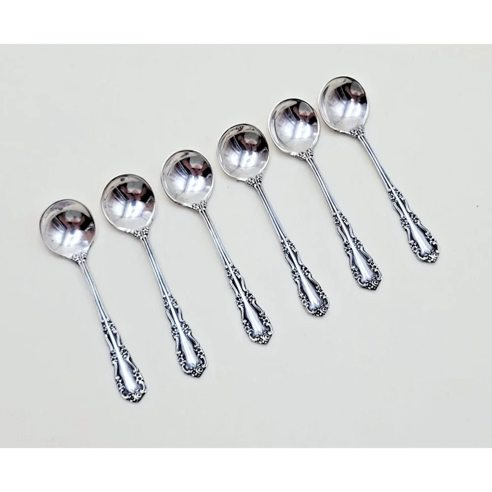 Rare Simpson Hall Miller Company Sterling Salt Spoon Set of 6 Spoons Descontinue